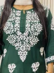 5D Premium Modal Chikankari Kurti  - Bottle Green