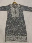 Grey Urza Mulmul Printed kurti