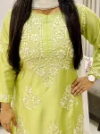 Premium Long Chikankari Kurti  - Pista