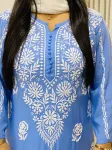 Premium modal chikankari long kurti  - Powder Blue