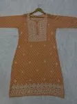 Orange Ziczac Urza Mulmul Printed kurti