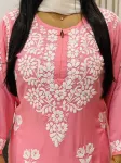 5D Premium Modal Chikankari Kurti  - Peach