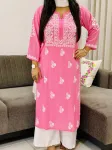 Pink Nora Premium modal chikankari kurti