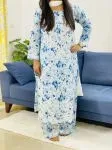 Blue Ziana Mulmul Kurta Plazzo Set