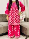 Rayon Designer Chikankari Handcrafted Gharara Set  - Magenta