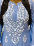 Premium Modal Chikankari Kurti  - Powder Blue