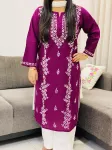 Wine Ahana Cotton Chikankari Long Kurta