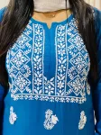 Premium modal chikankari kurti  - Teal Blue