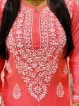 Premium Modal Chikankari Kurti  - Peach