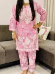 Pink Vaani 3D Mulmul chikankari women's co-ord set