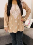 Coffee Ayat Chikankari Handwork Modal Short Top