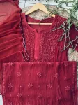 Viscose Chikankari Kurta and Dupatta  - Brown