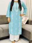 Aqua Ahana Cotton Chikankari Long Kurta