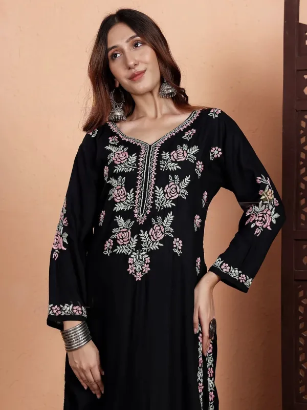 Rayon Chikankari Women's Long Kurta