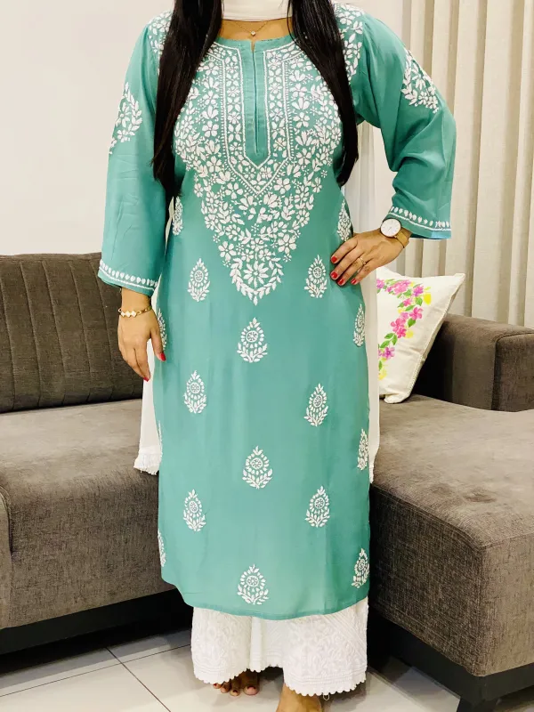 Premium Modal Chikankari Solid Women's Long Kurta