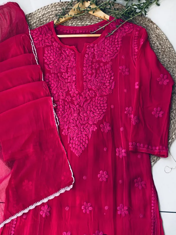 Viscose Chikankari Kurta and Dupatta