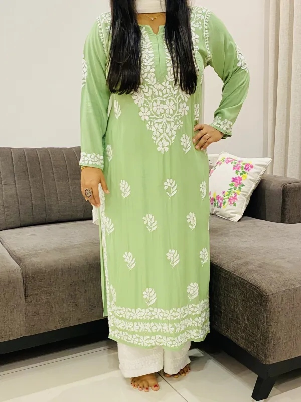 Premium Modal Chikankari Solid Women's Long Kurta