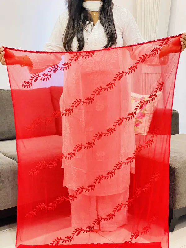 Red Lehriya Red Dupatta