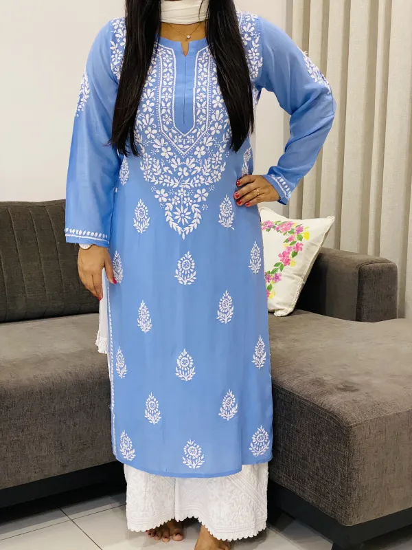 Premium Modal Chikankari Solid Women's Long Kurta
