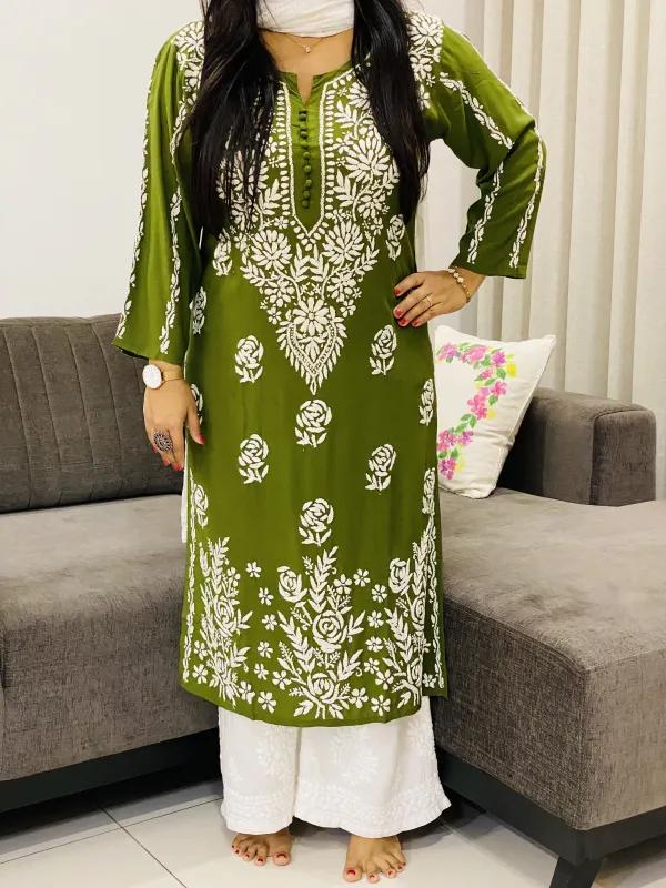 Mahendi Naaz Premium modal chikankari long kurti