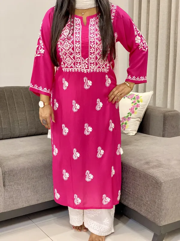 Premium Modal Chikankari Solid Women's Kurta