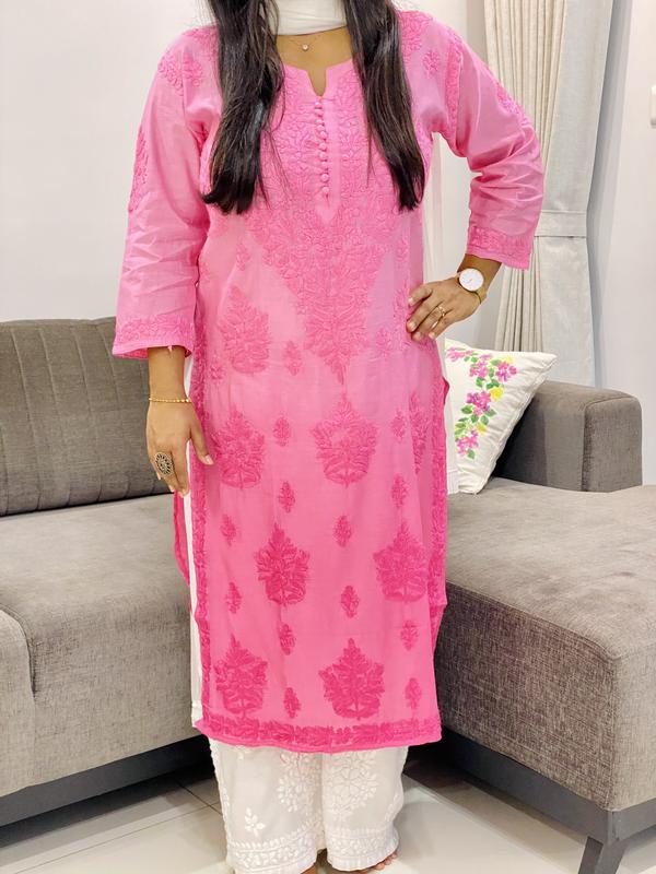 Baby Pink Butta Jaal Heavy Silk Kurti