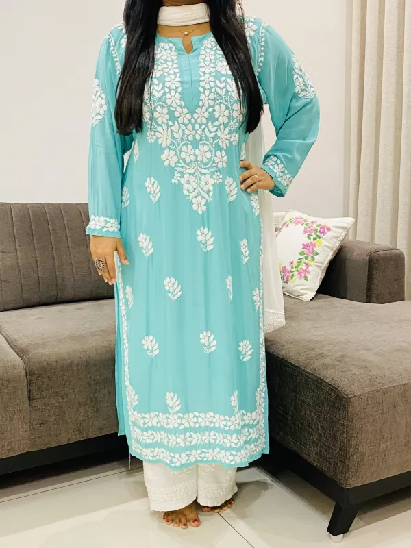 Premium Modal Chikankari Solid Women's Long Kurta