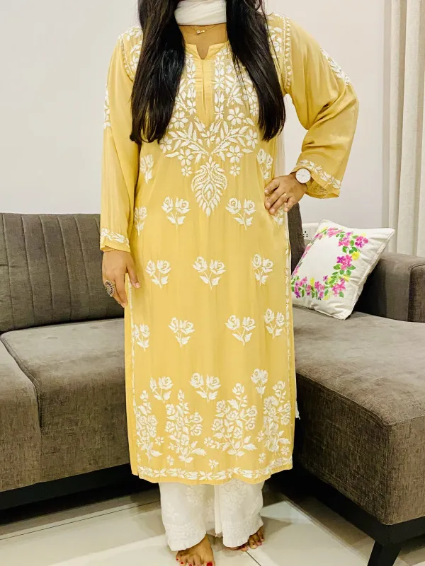 Premium Modal Chikankari Solid Women's Long Kurta