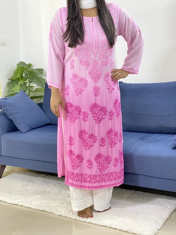 Premium Modal Chikankari Ombre Women's Long Kurti